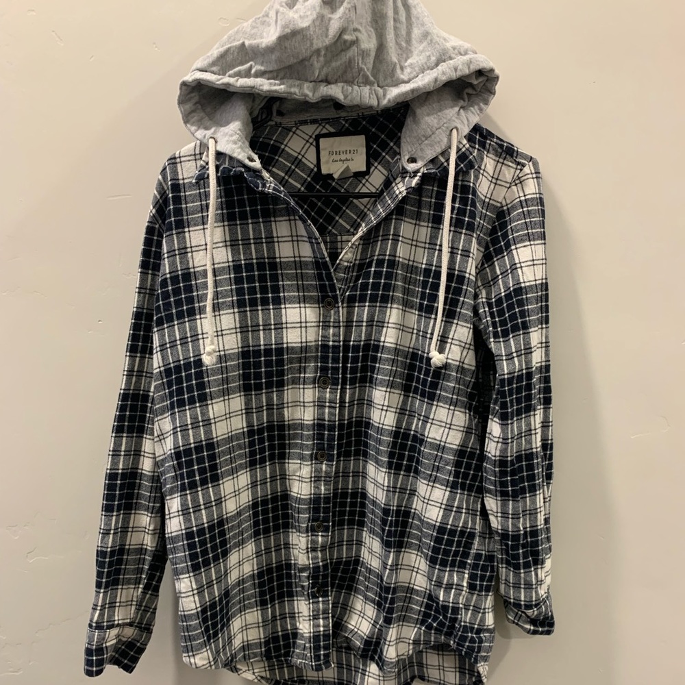 Oversized Hooded Button-Up Flannel
